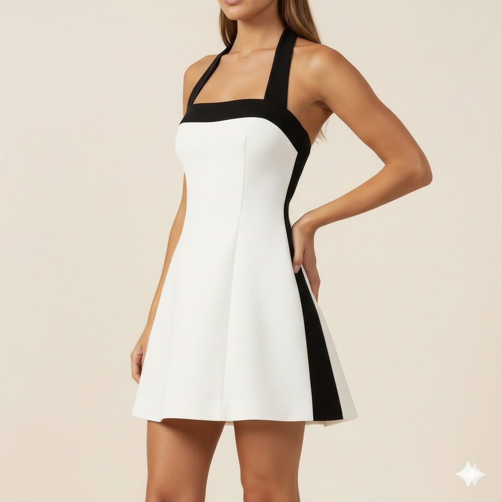 Sexy Black Halter Off Shoulder White Mini Dress Women Sleeveless Casual Vestido Spring Summer Lolita Y2K Clothes