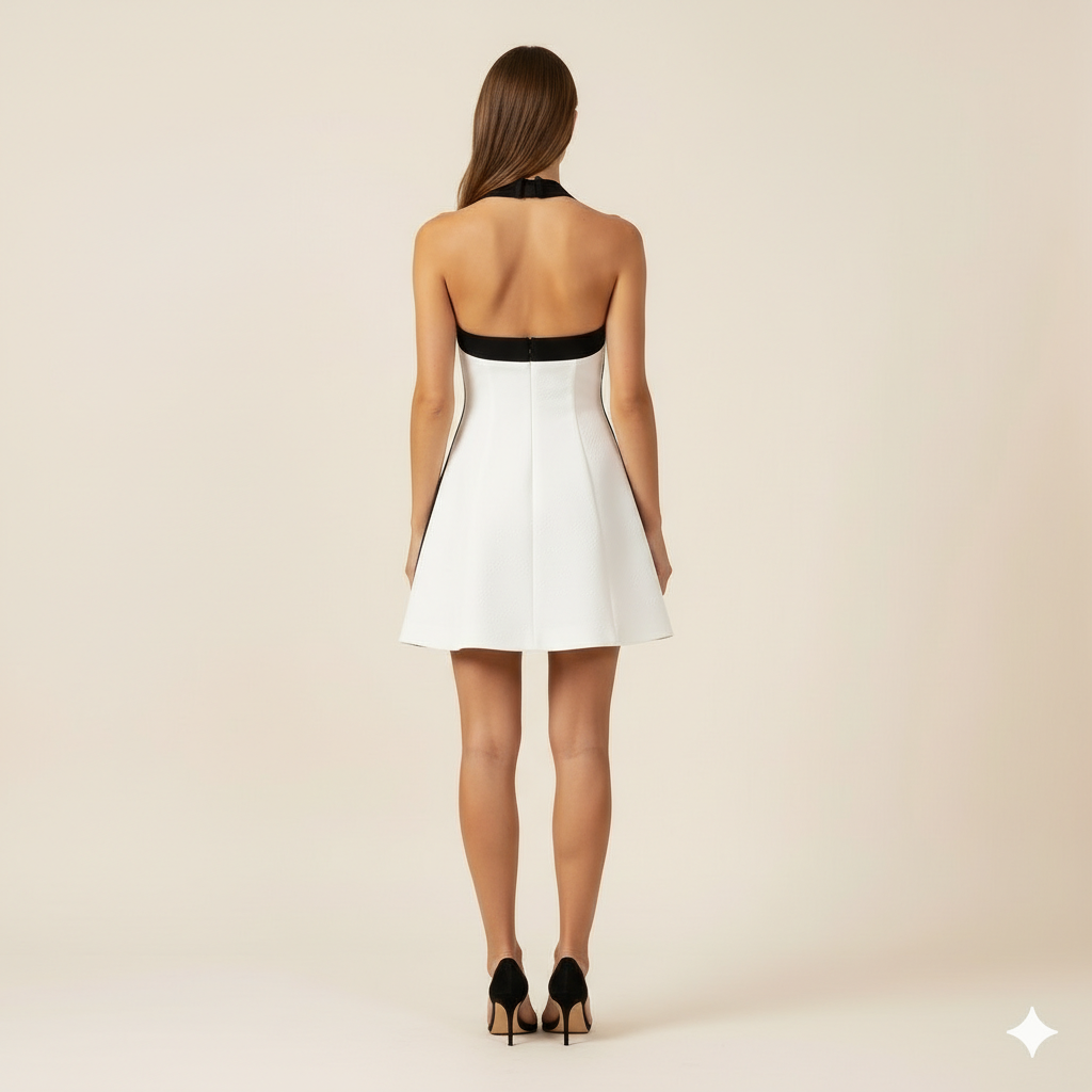 Sexy Black Halter Off Shoulder White Mini Dress Women Sleeveless Casual Vestido Spring Summer Lolita Y2K Clothes